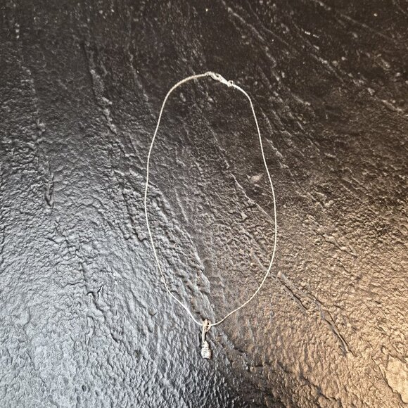 18K HGP Solitaire Crystal and Arrow Pendant Necklace 16" Minimalist Chain Dainty - Picture 3 of 5